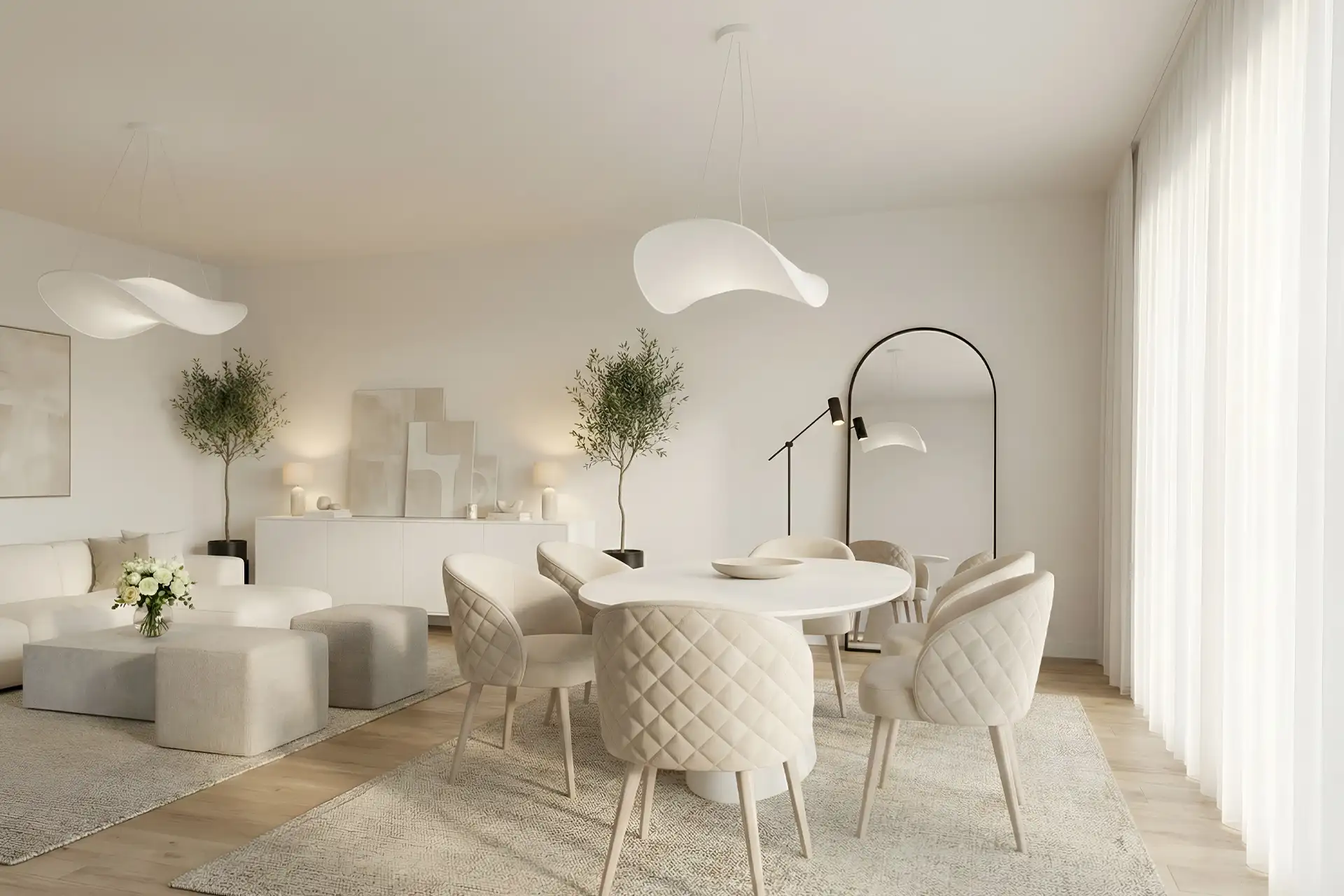 cloud dancer dining set living room interior design